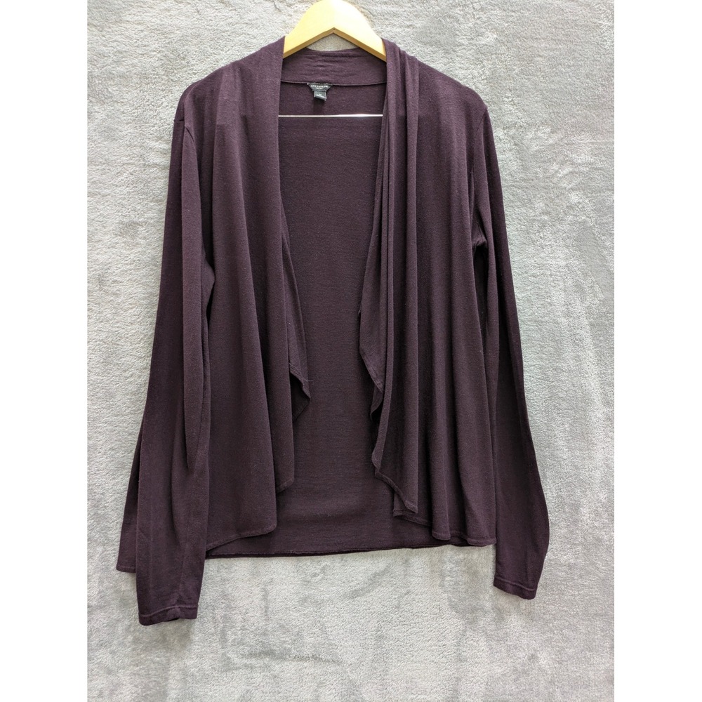 Dark Academia Open Front Cardigan Women Medium Ann Taylor Plum Rabbit Hair Blend
